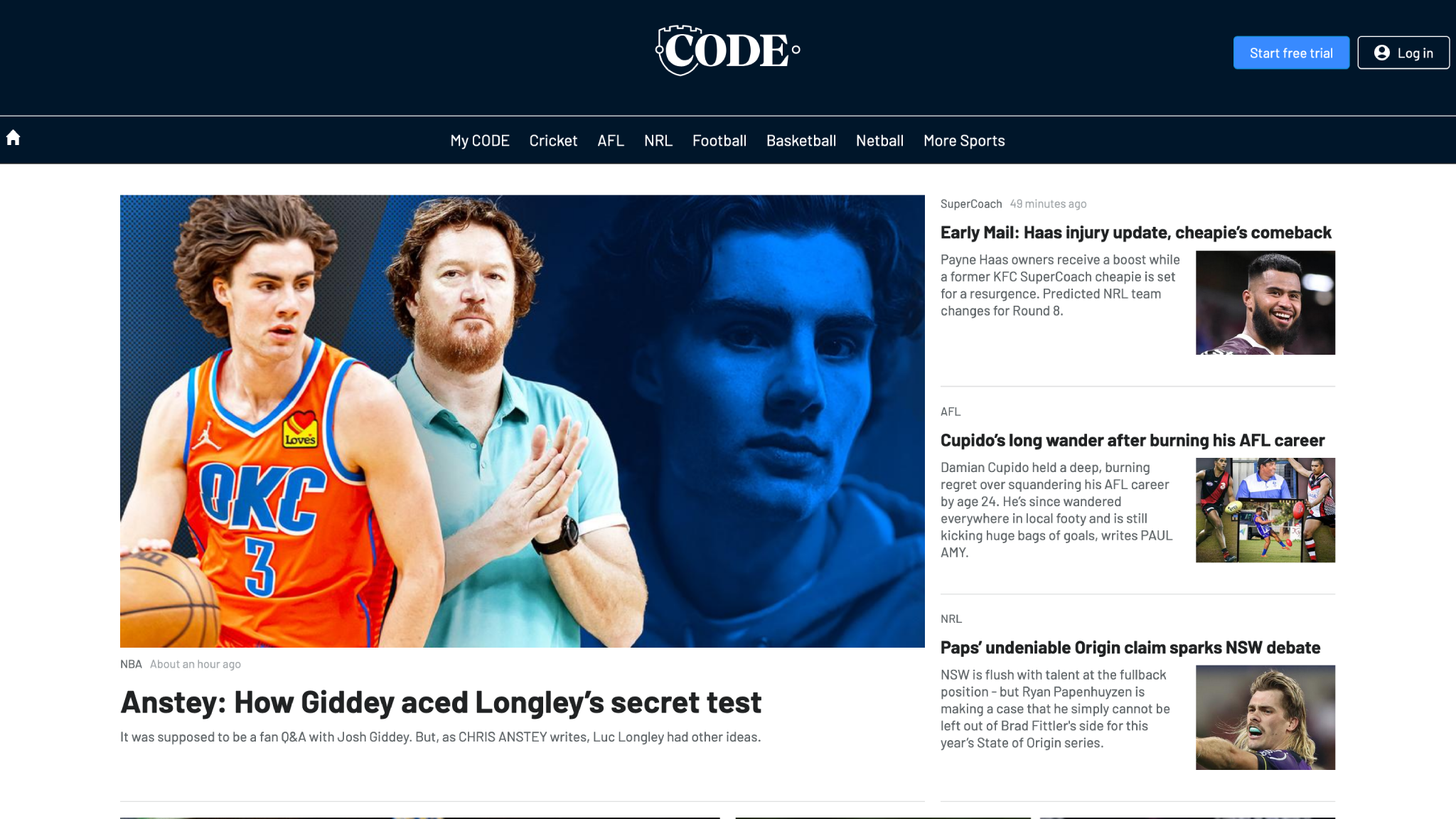 Отличительная особенность CODE от других австралийских спортивных СМИ — ставка на аналитические статьи, а не на новостные материалы