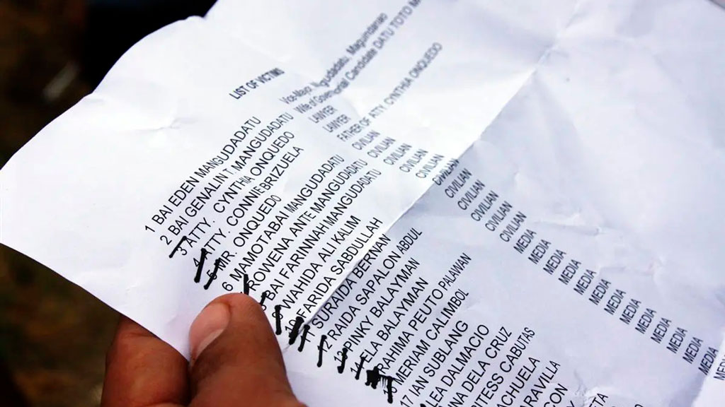 Список жертв кровавой предвыборной бойни, произошедшей на Филиппинах в Магинданао 23 ноября 2009