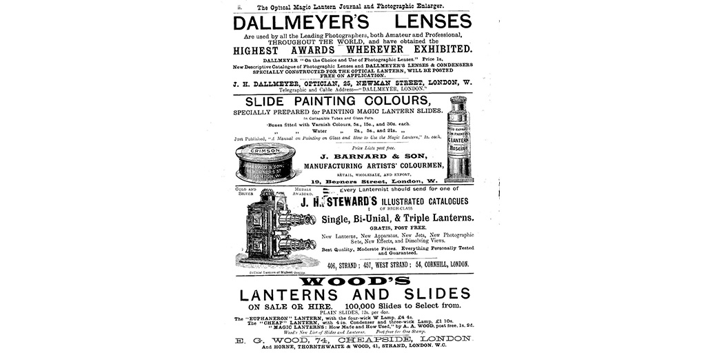 Рекламные объявления из The Optical Lantern Journal, 1891. Источник: mediahistoryproject.org